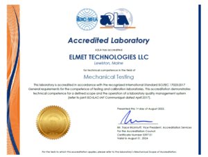 Elmet Renewal of Accreditation to ISO IEC 17025