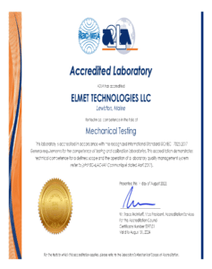 Elmet Technologies Renewal of Accreditation to ISOIEC 17025 2017